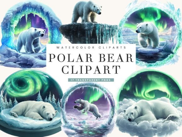 Download Watercolor Polar Bear Clipart Bundle - Watercolor Collection