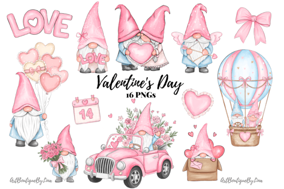 Download Valentine Gnome Clipart Bundle - Gnome clipart Collection