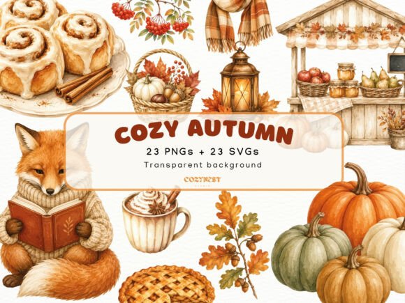 Download Cozy Autumn Watercolor Clipart, Fall PNG - Watercolor Collection