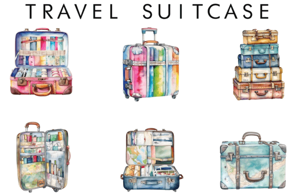 Download Watercolor Travel Suitcase Sublimation - Watercolor Collection