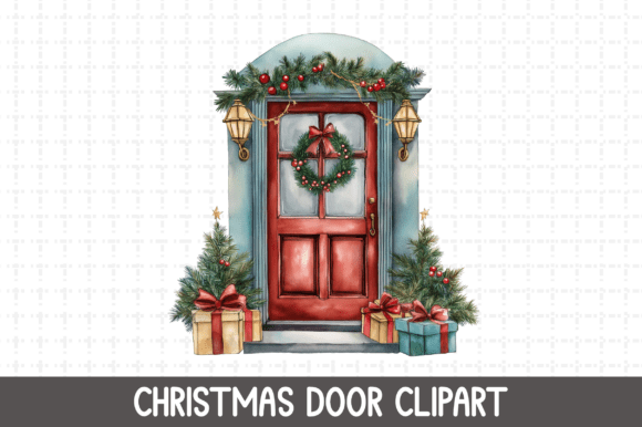 Download Christmas Door Watercolor Clipart PNG - Watercolor Collection