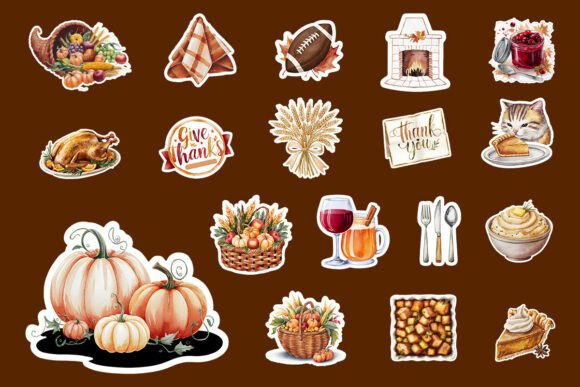 Download Thanksgiving Watercolor Stickers Bundle - Watercolor Collection