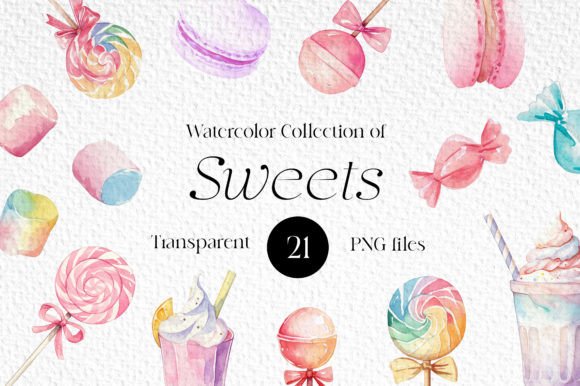 Download Watercolor Sweets Candies Lollipops PNG - Watercolor Collection