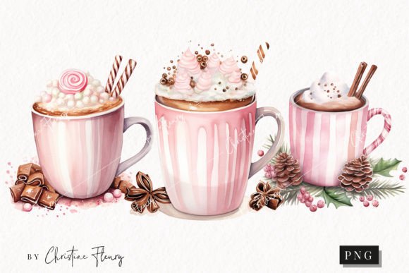 Download Watercolor Pink Hot Cocoa Clipart - Watercolor Collection