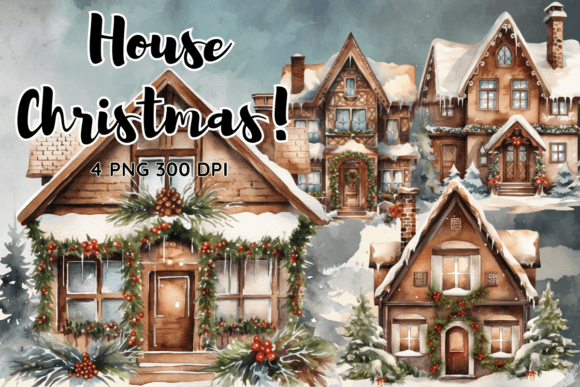 Download Christmas House Watercolor Winter - Watercolor Collection