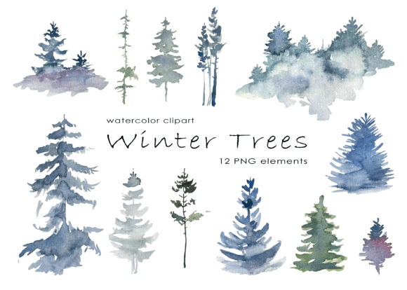Download Watercolor Winter Trees Clipart, Forest - Watercolor Collection
