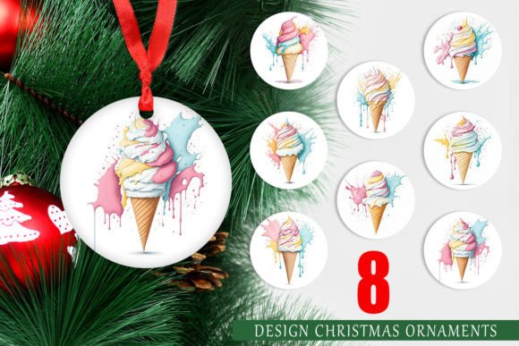 Download Christmas Ornament Watercolor Ice Cream - Watercolor Collection