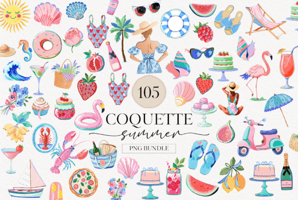 Download Watercolor Coquette Summer Clipart - Watercolor Collection