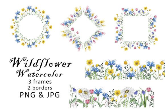 Download Watercolor Border Clipart Wildflower PNG - Watercolor Collection