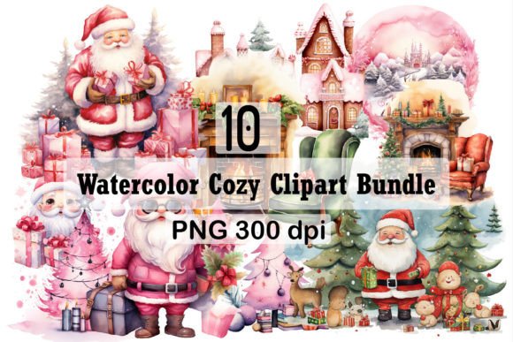 Download Watercolor Cozy Christmas Clipart Bundle - Watercolor Collection