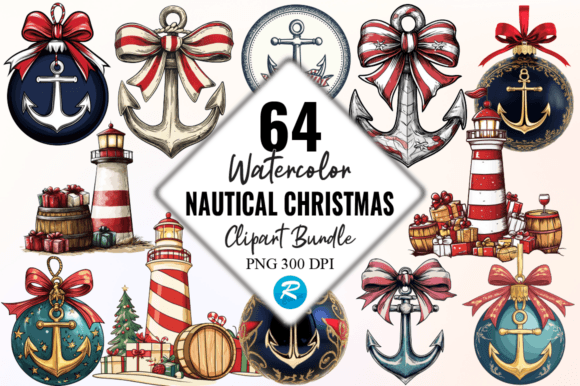 Download Watercolor Nautical Christmas Clipart - Watercolor Collection