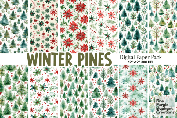 Download Watercolor Christmas Pine Trees Holiday - Watercolor Collection
