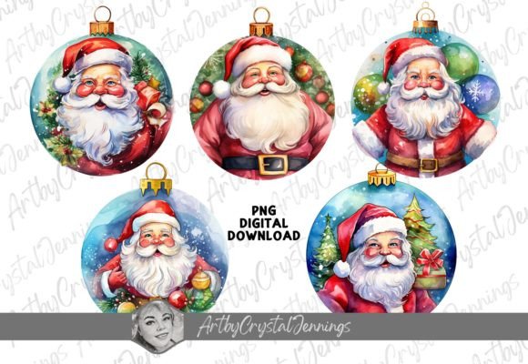 Download Santa Christmas Ornament Watercolor PNG - Watercolor Collection