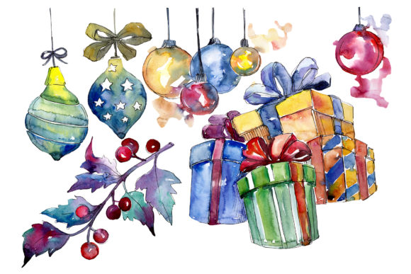 Download Christmas Gift Watercolor Set - Watercolor Collection