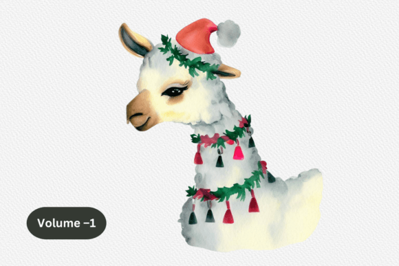 Download Watercolor Christmas Llama Clipart Vol–1 - Watercolor Collection