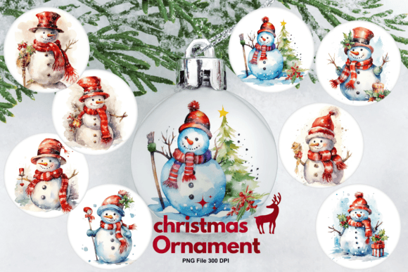 Download Snowman Christmas Ornament Watercolor - Watercolor Collection