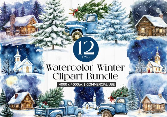 Download Watercolor Winter Clipart Bundle - Watercolor Collection