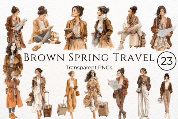 Download Brown Spring Travel Watercolor Clipart - Watercolor Collection