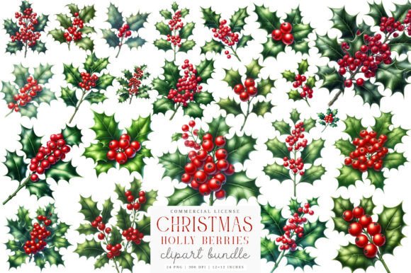 Download Watercolor Christmas Holly Berries Png - Watercolor Collection