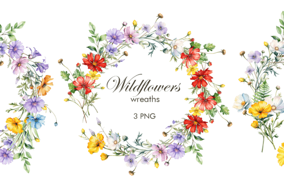 Download Wildflowers Frames. Watercolor Wreath - Watercolor Collection