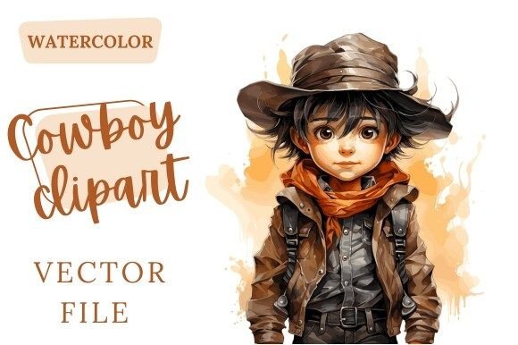 Download Cute Cowboy Watercolor Clipart Vector - Watercolor Collection