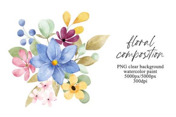Download Watercolor Flowers, Floral Composition. - Watercolor Collection