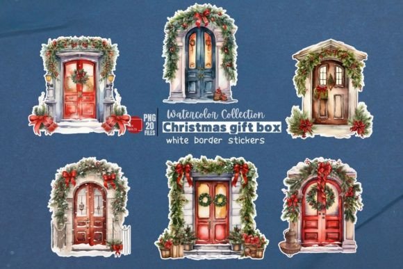 Download Christmas Door Watercolor Stickers - Watercolor Collection