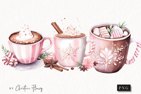 Download Watercolor Pink Hot Cocoa Clipart - Watercolor Collection