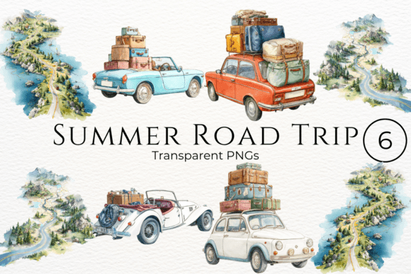Download Summer Road Trip Watercolor Clipart - Watercolor Collection