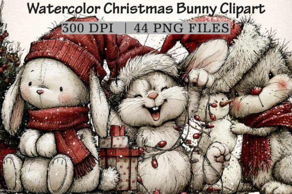 Download Watercolor Christmas Bunny Clipart - Watercolor Collection