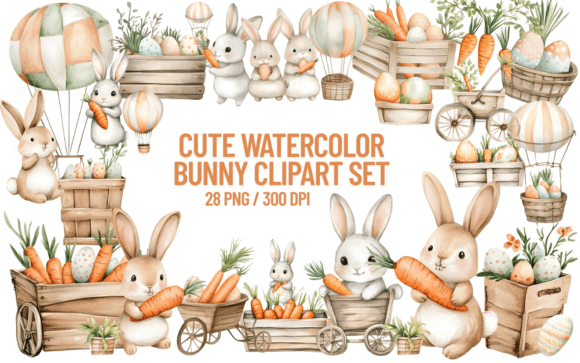 Download Cute Easter Clipart Watercolor - Bunny - Watercolor Collection