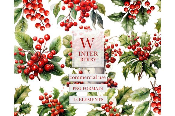 Download Watercolor Christmas Holly Berries Png - Watercolor Collection