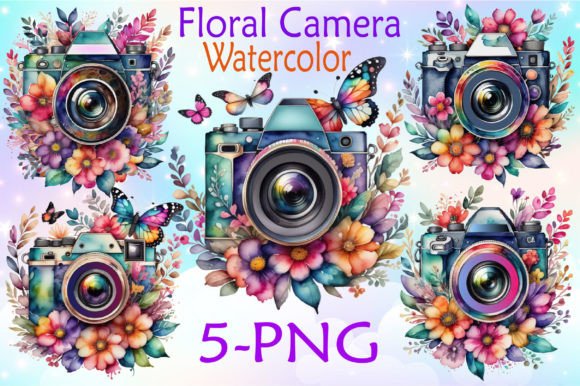 Download Floral Camera Watercolor Clipart Bundle - Watercolor Collection