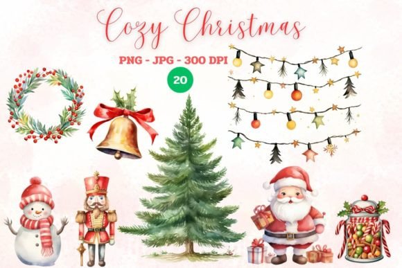 Download Watercolor Cozy Christmas Clipart - Watercolor Collection