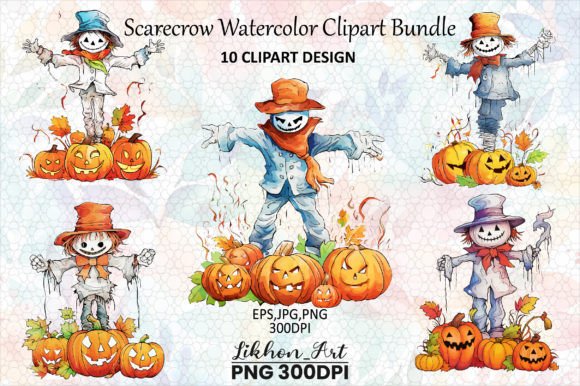Download Scarecrow Watercolor Clipart Bundle - Watercolor Collection