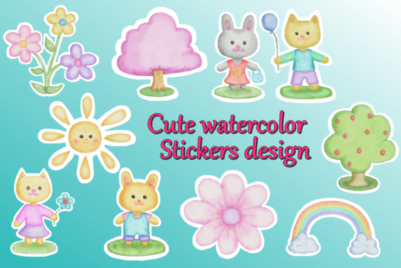 Download Cute Watercolor Stickers - Watercolor Collection
