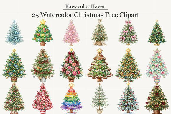 Download Watercolor Christmas Tree Clipart - Watercolor Collection