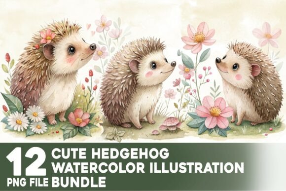 Download Cute Hedgehog Watercolor Bundle - Watercolor Collection