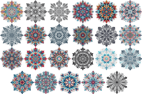 Download 23 Watercolor Colorful Snowflakes Bundle - Watercolor Collection