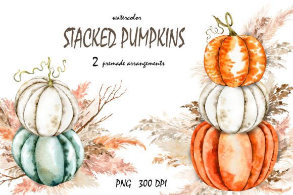 Download Boho Fall Pumpkins, Pampas Grass PNG. - Premium Bundle