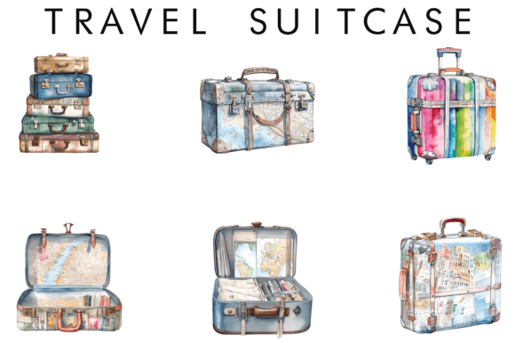 Download Watercolor Travel Suitcase Sublimation - Watercolor Collection