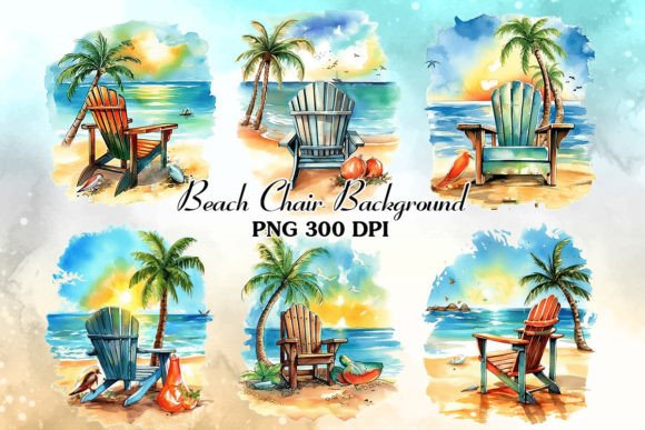 Download Beach Chair Background Watercolor Bundle - Watercolor Collection