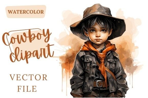Download Cute Cowboy Watercolor Clipart Vector - Watercolor Collection