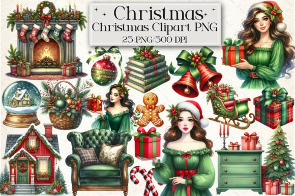 Download Watercolor Classic Christmas Clipart - Watercolor Collection