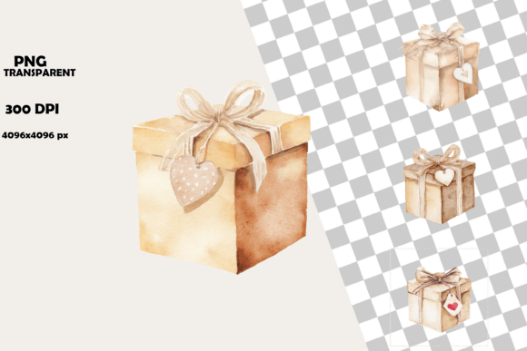 Download Rustic Watercolor Gift Box Clipart Set - Watercolor Collection