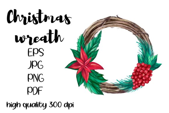 Download Watercolor Christmas Wreath Clipart - Watercolor Collection