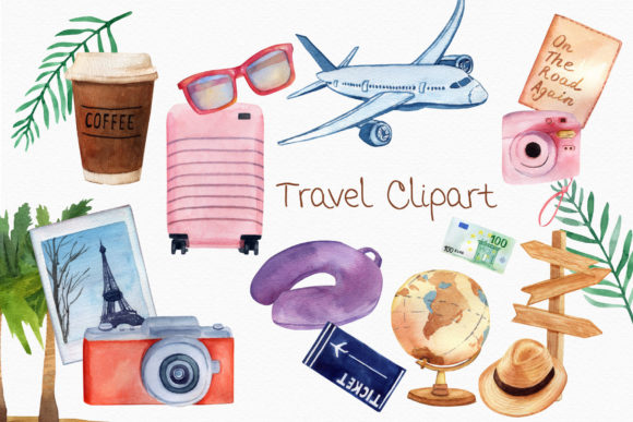 Download Travel Watercolor Clipart Suitcase Globe - Watercolor Collection
