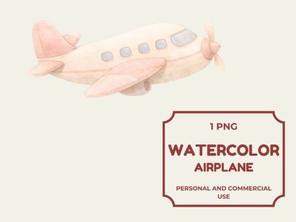 Download Watercolor Airplane PNG – Vintage Plane - Watercolor Collection