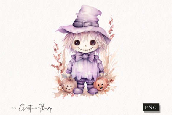 Download Watercolor Purple Scarecrow Clipart - Watercolor Collection