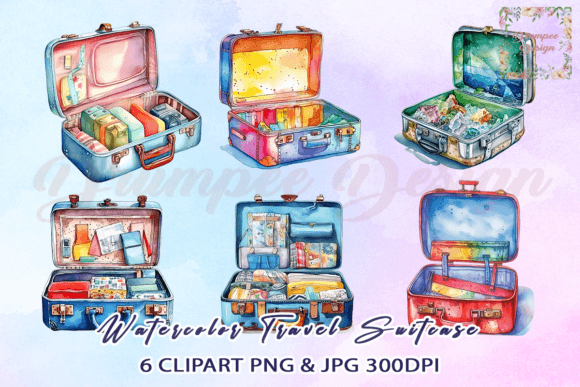 Download Travel Suitcase Watercolor Clipart - Watercolor Collection